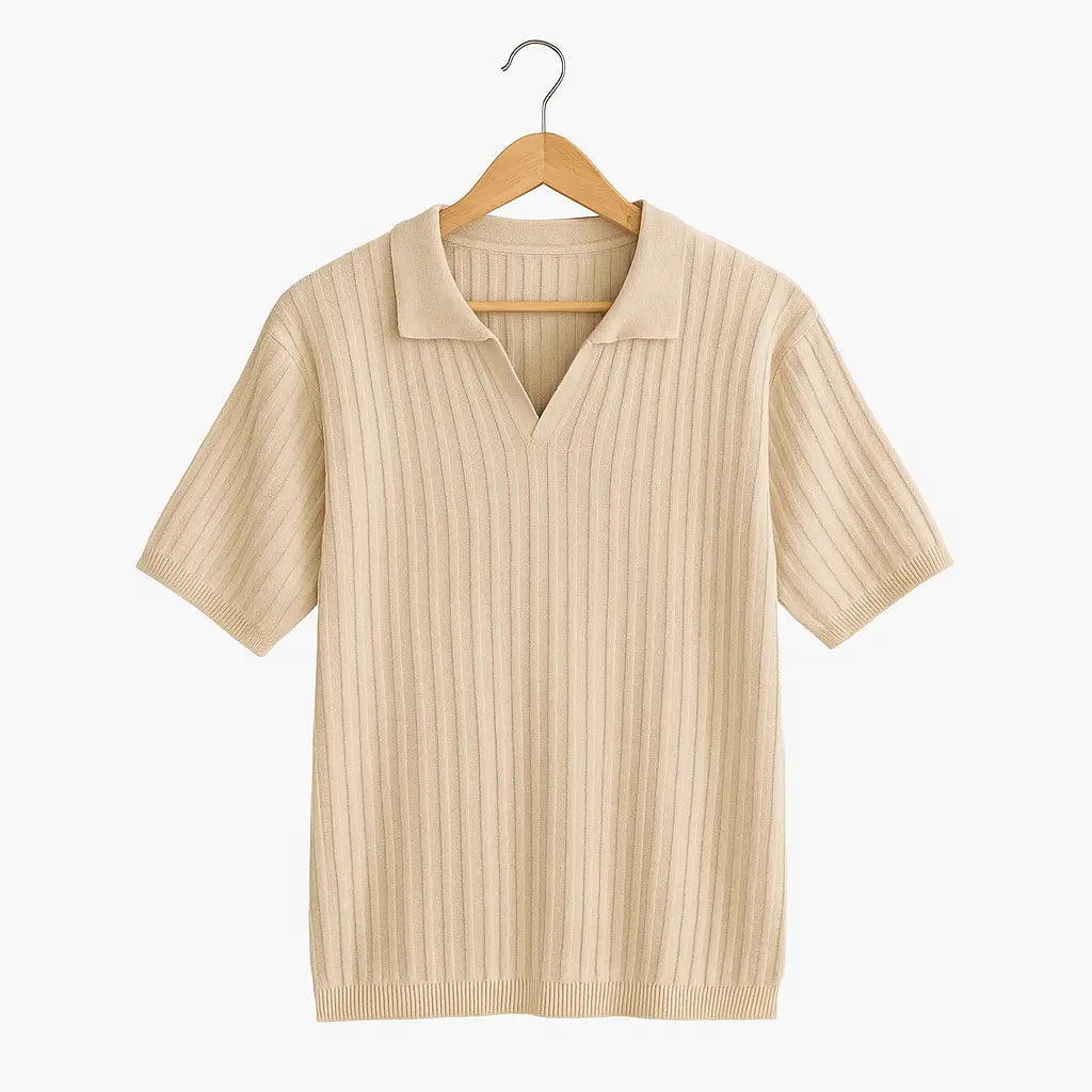 Bianco Mare – Ribbed Knit Polo