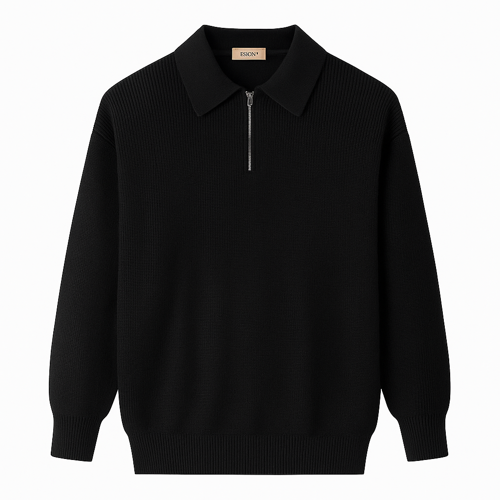 Lago Taupe – Zip-Collar Knit Sweater