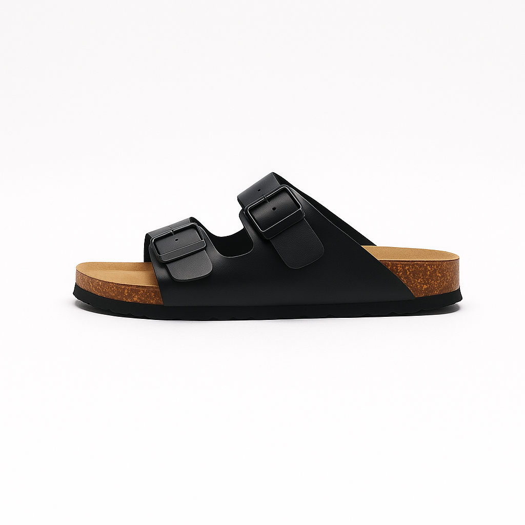 Linea Nero – Double Strap Cork Sandal