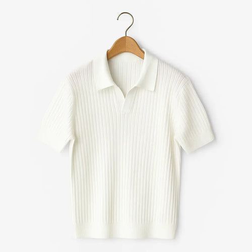 Bianco Mare – Ribbed Knit Polo