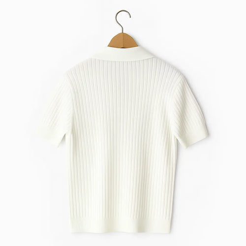 Bianco Mare – Ribbed Knit Polo