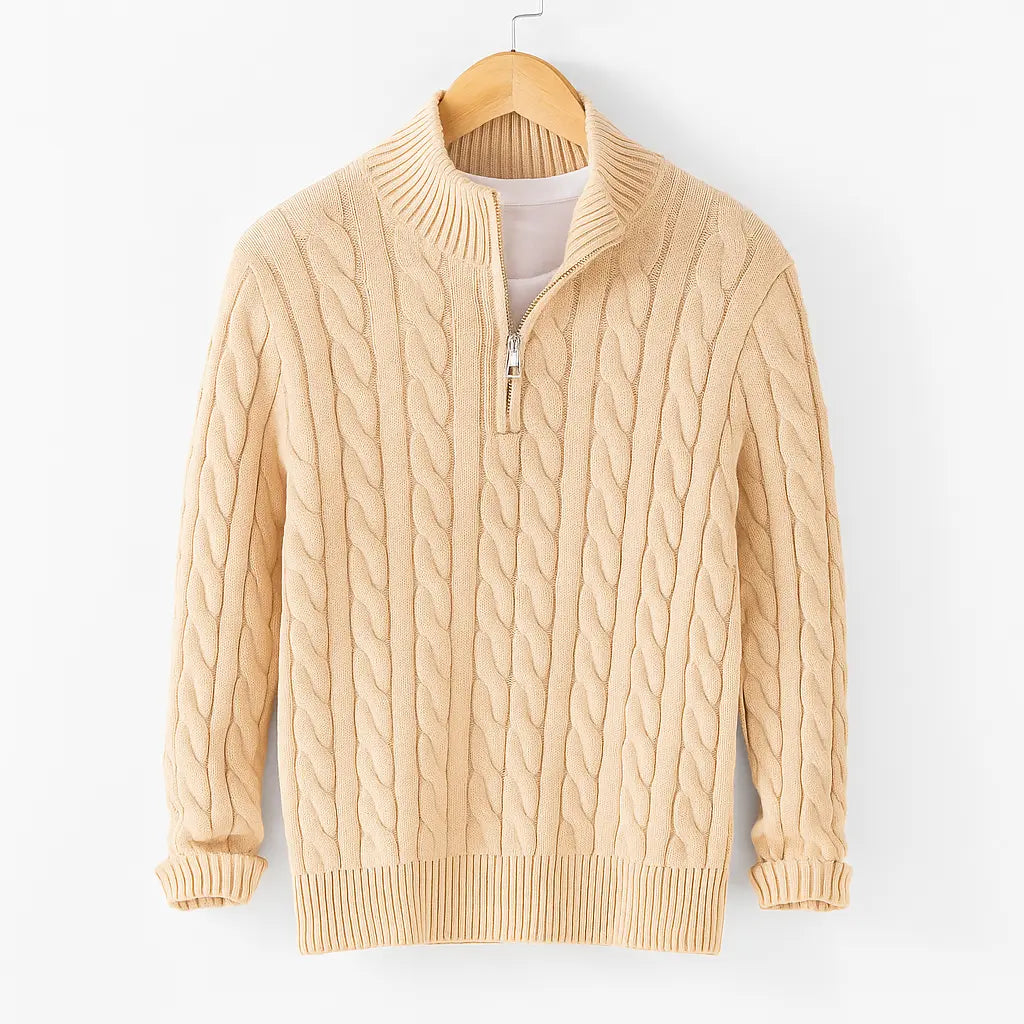 Aspen Top – Cable Knit Half-Zip Sweater