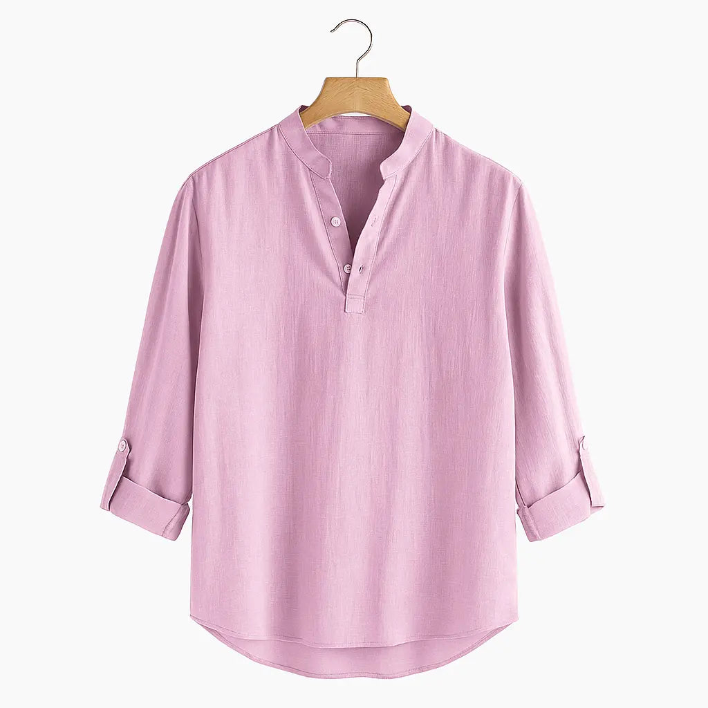Palermo Bianco – Mandarin Collar Linen Shirt