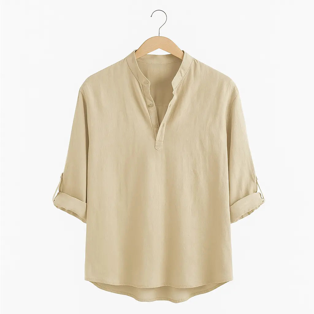 Palermo Bianco – Mandarin Collar Linen Shirt