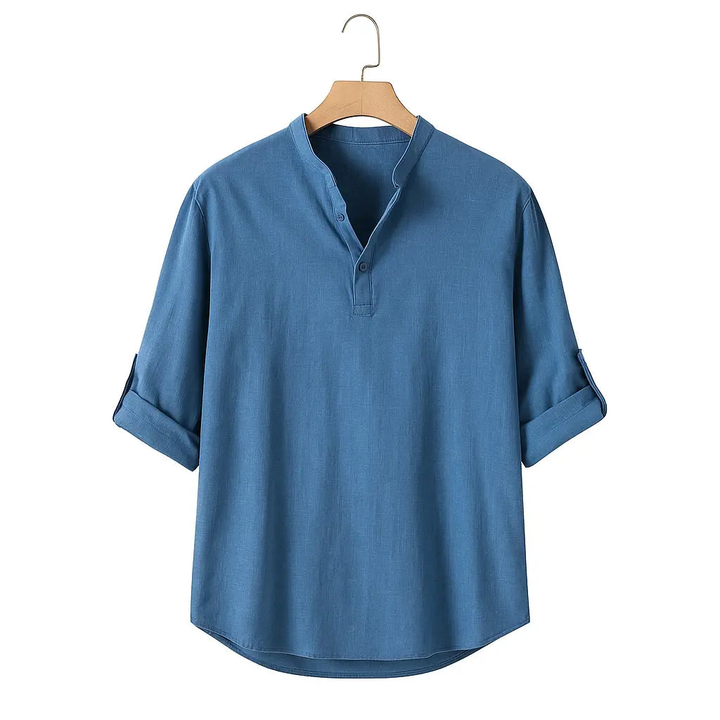 Palermo Bianco – Mandarin Collar Linen Shirt