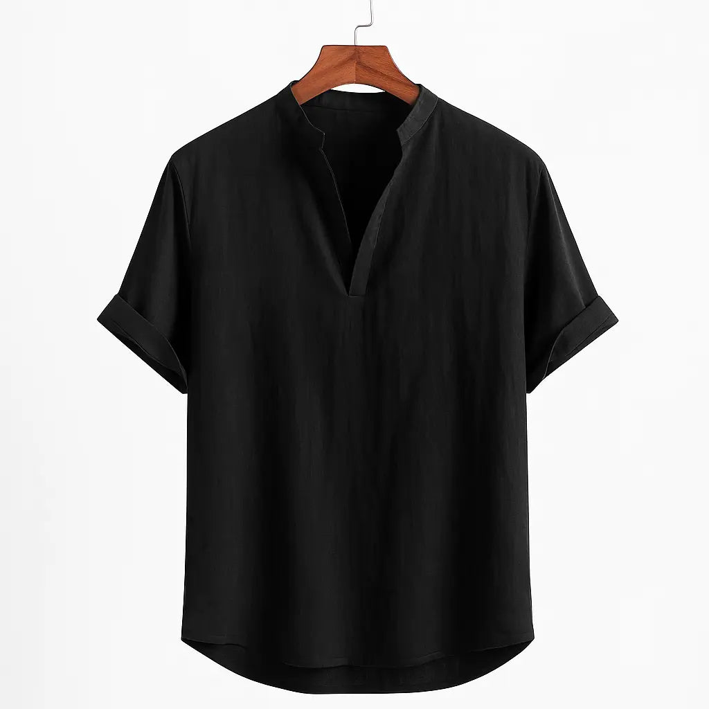 Palermo Bianco – Mandarin Collar Linen Shirt