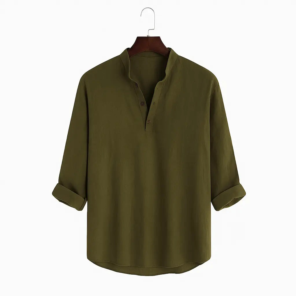 Palermo Bianco – Mandarin Collar Linen Shirt