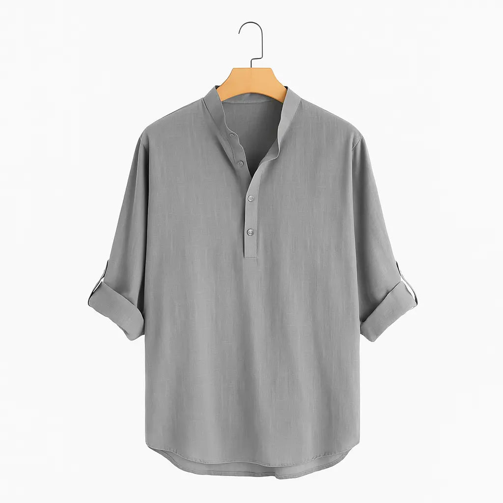 Palermo Bianco – Mandarin Collar Linen Shirt