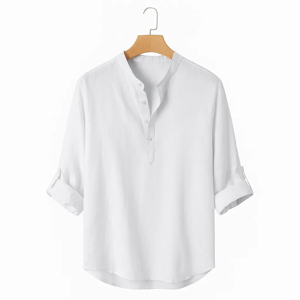 Palermo Bianco – Mandarin Collar Linen Shirt
