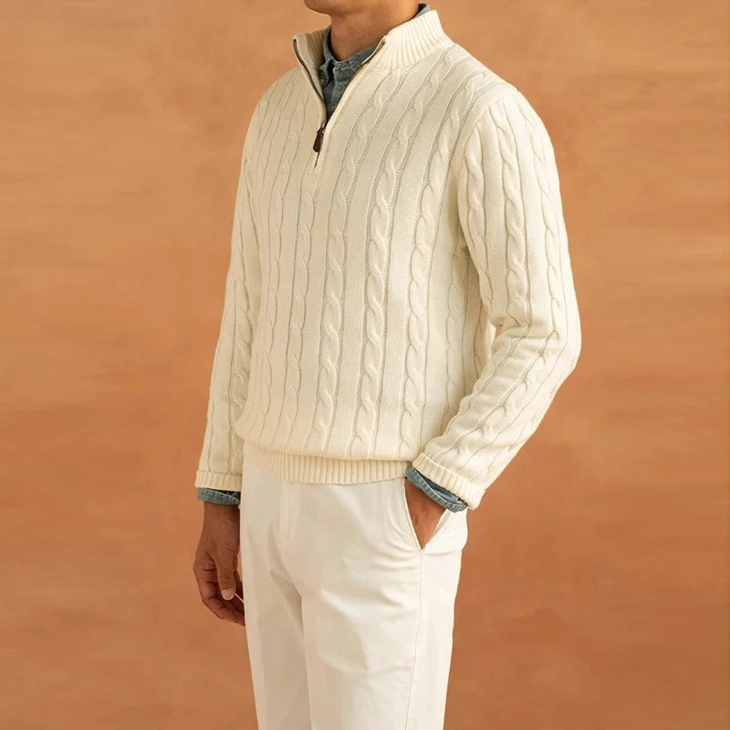Aspen Top – Cable Knit Half-Zip Sweater