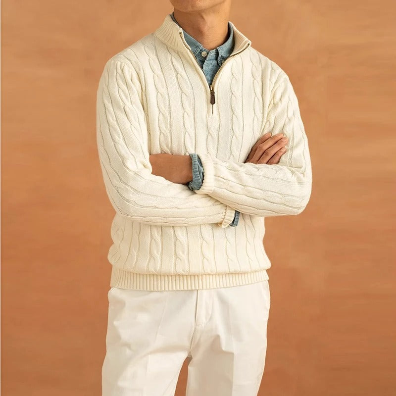 Aspen Top – Cable Knit Half-Zip Sweater
