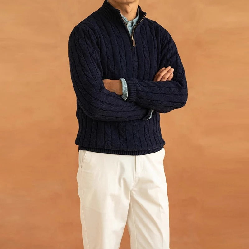 Aspen Top – Cable Knit Half-Zip Sweater